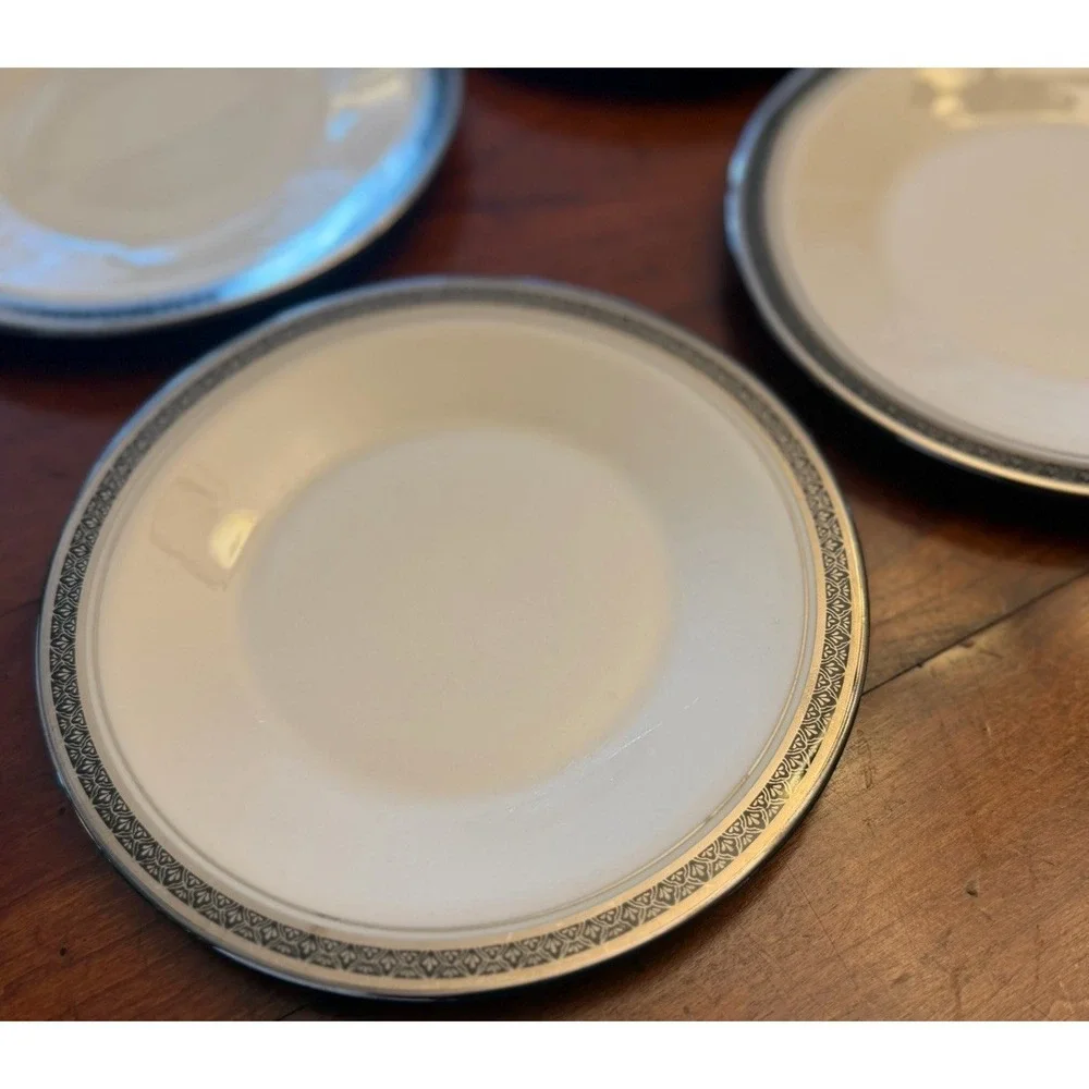 Vintage Franciscan Masterpiece China INDIGO Plates Set of 6 Platinum Trim
